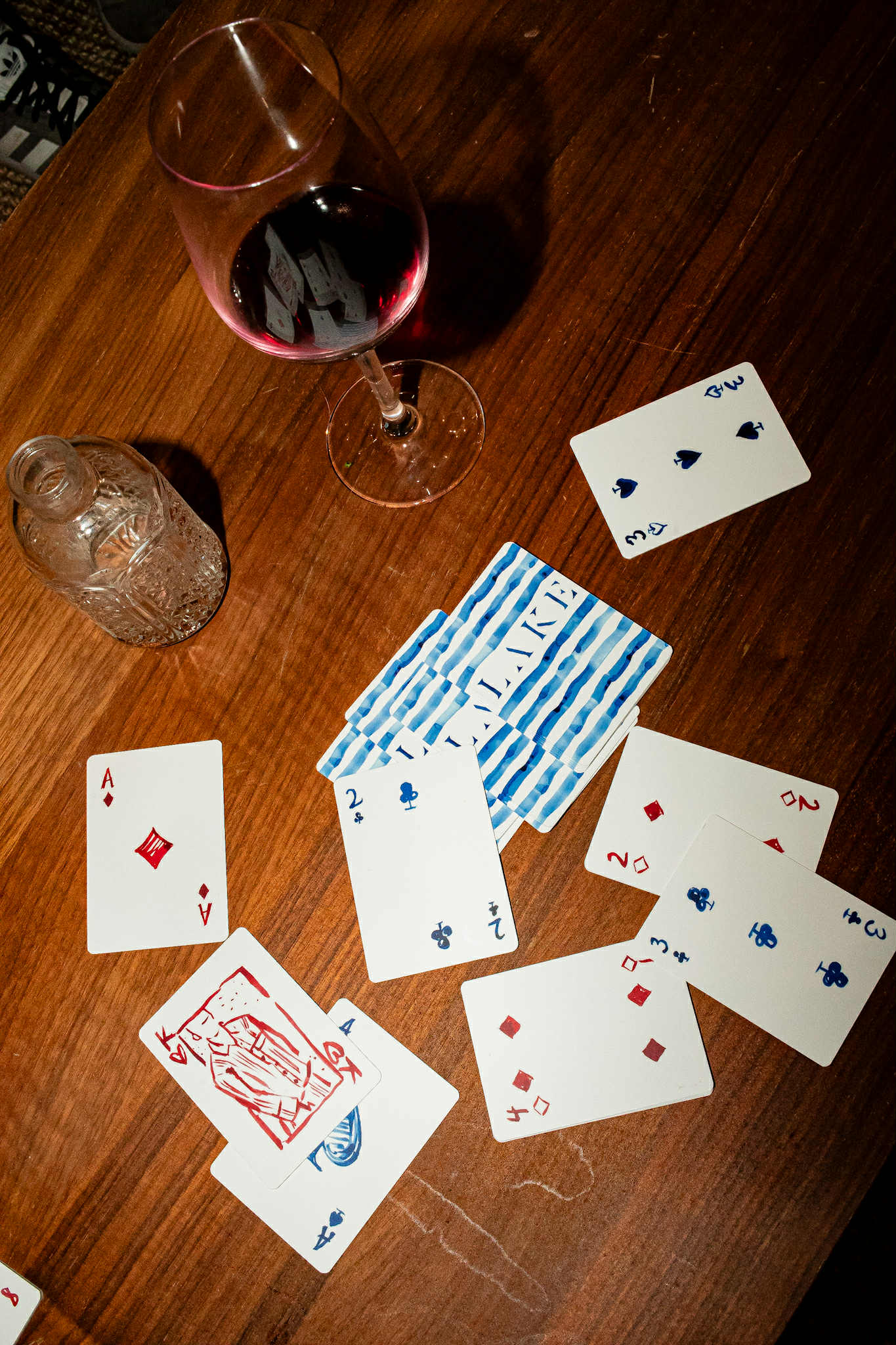 Playing cards and wine evening